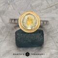 The “Serafina” Halo Ring in 18k yellow gold and platinum with 2.54-carat Montana sapphire