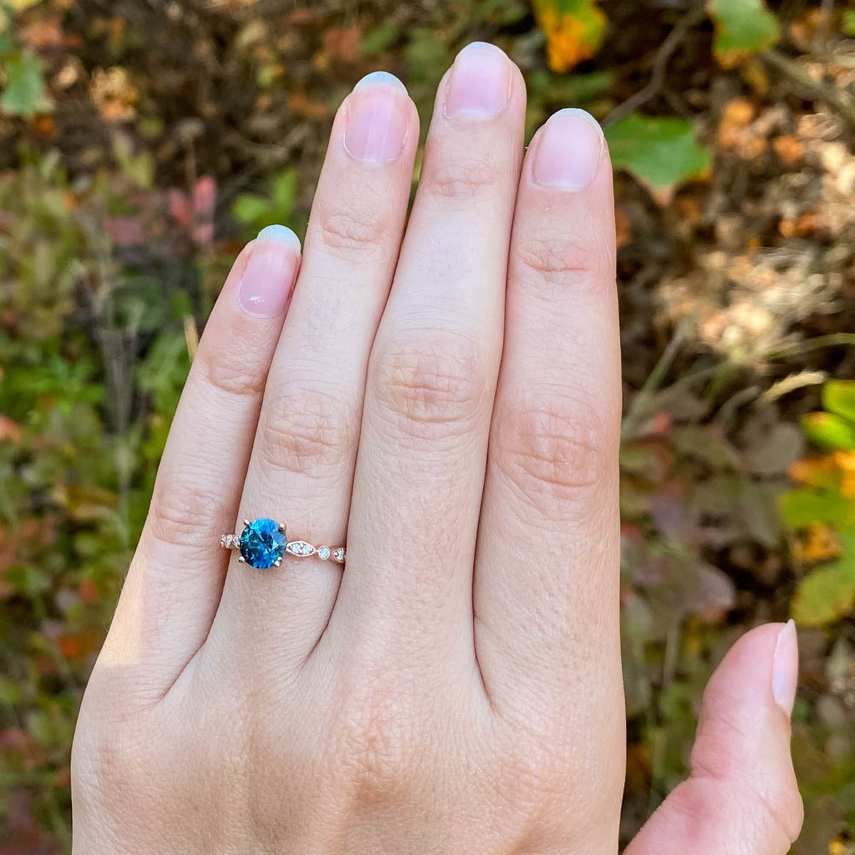 The "Arabella" in 14K rose gold with 1.49-carat Montana Sapphire