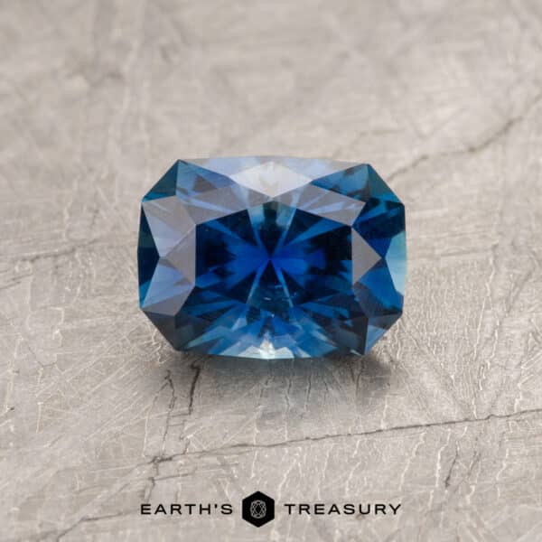 A blue Montana sapphire in our "Eureka" rectangle design