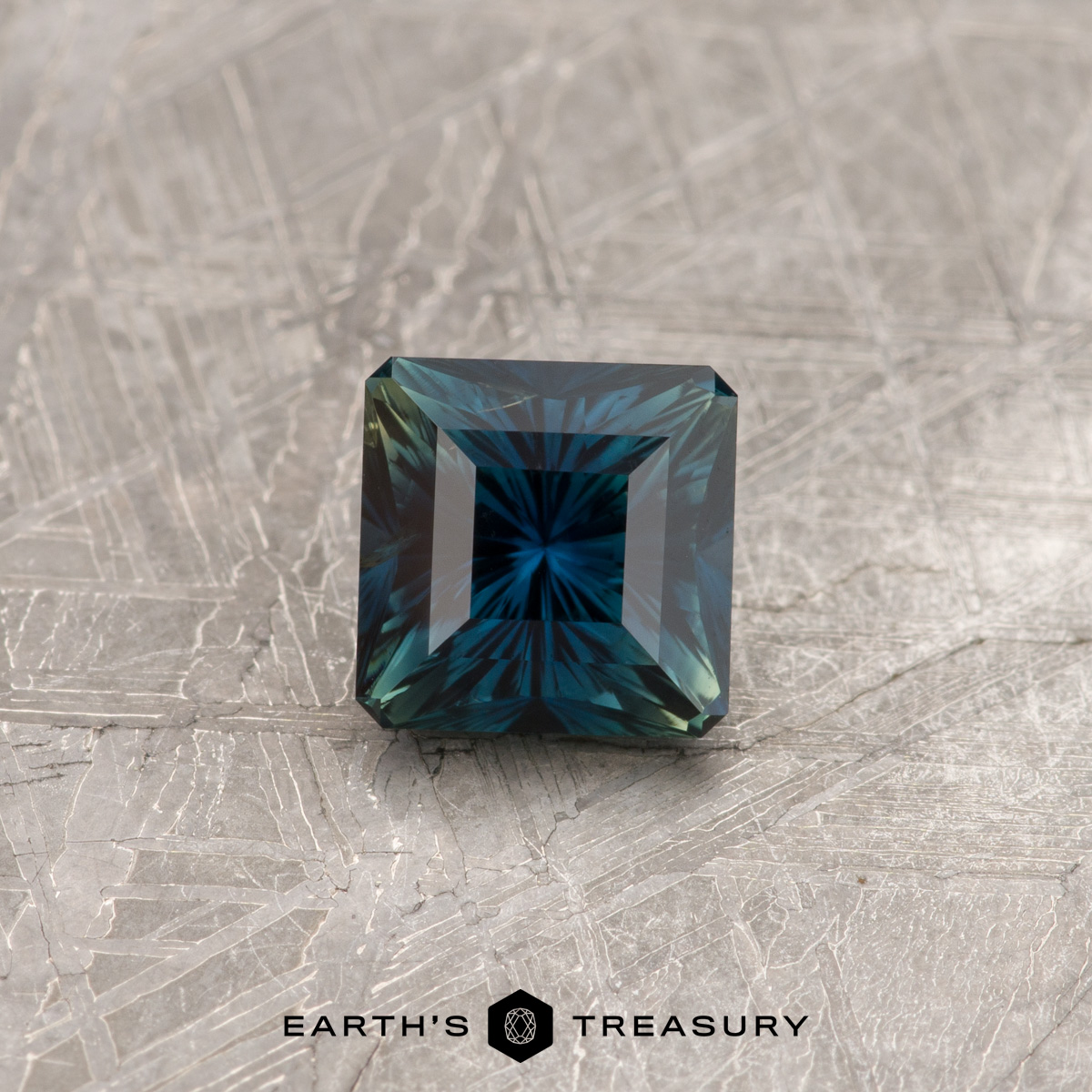 A blue-green square Nigerian sapphire