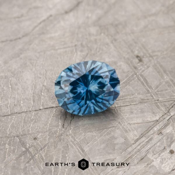 A blue Montana sapphire in our "Serendipity" oval design