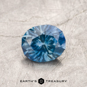 A blue Montana sapphire in our "Serendipity" oval design
