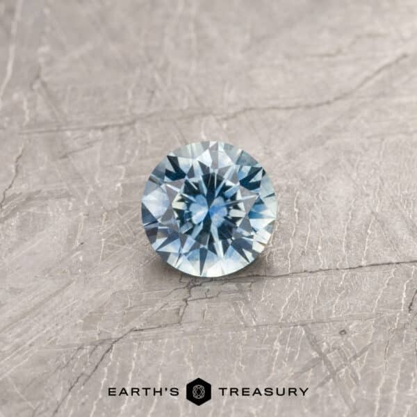 A sky blue Montana sapphire in a classic diamond round brilliant design