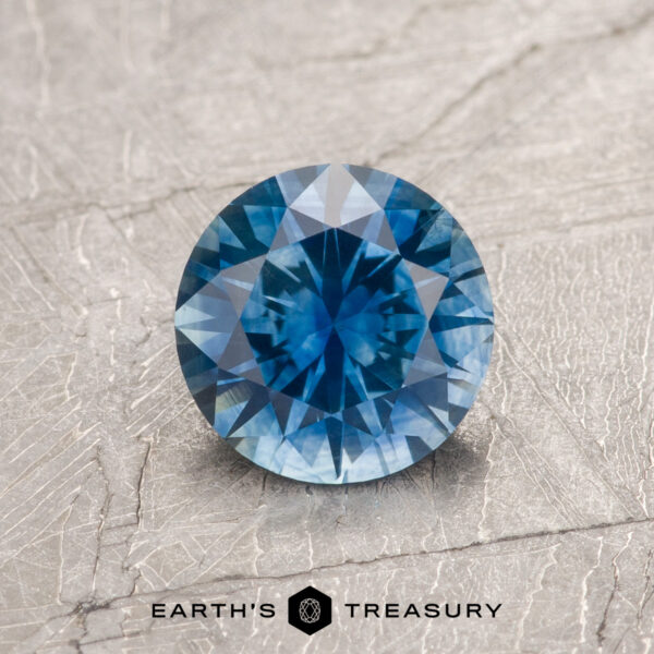 1.04-Carat Montana Sapphire (Heated) A blue Montana sapphire in a classic diamond round brilliant design