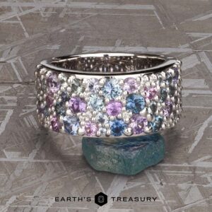 The Wide Borealis Ring in 18k white gold with Unheated Montana Sapphires