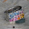 The Wide Borealis Ring in 18k white gold with Heated Montana Sapphires