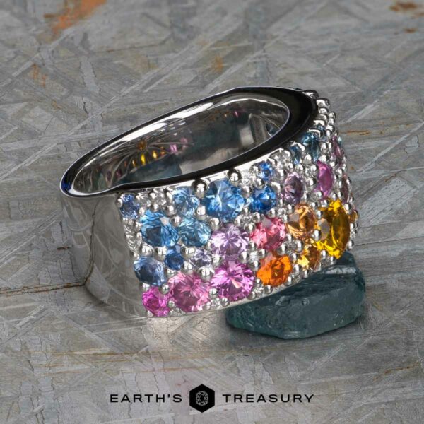 The Wide Borealis Ring in 18k white gold with Heated Montana Sapphires The Wide Borealis Ring in 18k white gold with Heated Montana Sapphires