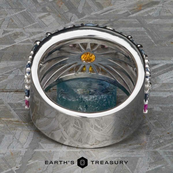 The Wide Borealis Ring in 18k white gold with Heated Montana Sapphires The Wide Borealis Ring in 18k white gold with Heated Montana Sapphires