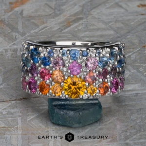 The Wide Borealis Ring in 18k white gold with Heated Montana Sapphires