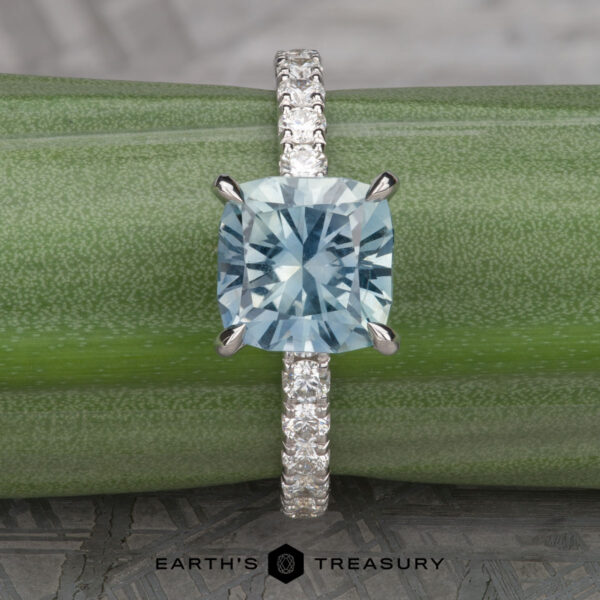 The Deluxe Pave “Madeline” Hidden Halo Ring in 18k white gold with 2.72-Carat Montana Sapphire The Deluxe Pave “Madeline” Hidden Halo Ring in 18k white gold with 2.72-Carat Montana Sapphire