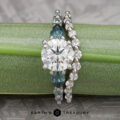 The "Odelia" in platinum with 1.30-carat diamond, alongside the "Odelia" band in platinum
