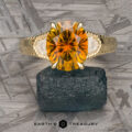 The "Ramona" Three-Stone Ring in 18k yellow gold with 4.02-Carat Montana Sapphire