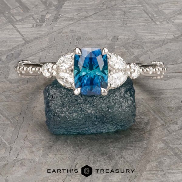 The Ornate "Cattleya" ring in platinum with 1.49-carat Montana sapphire The Ornate "Cattleya" ring in platinum with 1.49-carat Montana sapphire