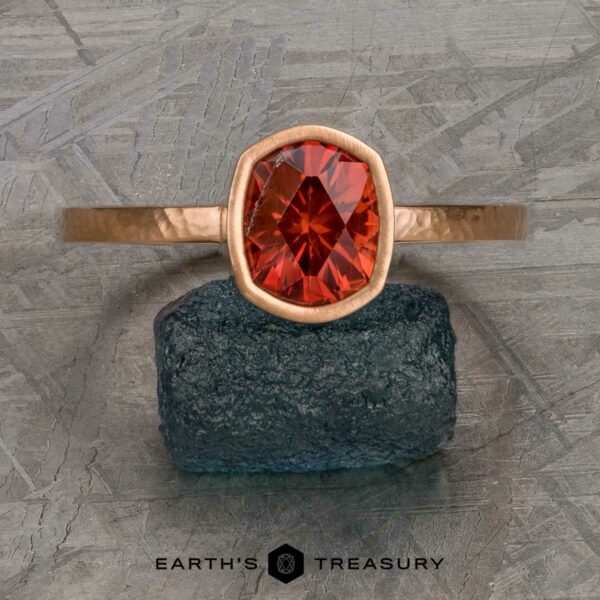 The Low-Profile "Emma" ring in 120k pink gold, hammered and brushed, with 1.77-Carat Oregon Sunstone The Low-Profile "Emma" ring in 120k pink gold, hammered and brushed, with 1.77-Carat Oregon Sunstone