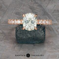 The Deluxe Pave “Madeline” Hidden Halo Ring in 14k rose gold with 2.64-Carat Montana Sapphire