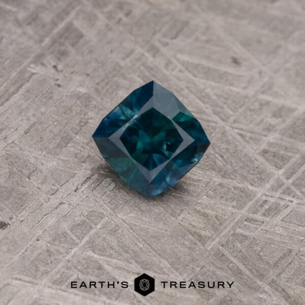 2.09-Carat Dark Blue-Green Montana Sapphire (Heated) A blue-green Montana sapphire in our "Aurora" square cushion design