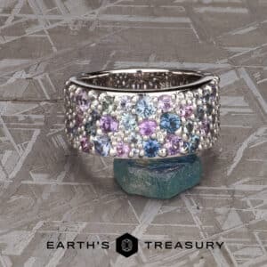 The Wide Borealis Ring in 18k white gold with Unheated Montana Sapphires