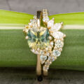 The Deluxe "Nebula" ring in 14k yellow gold with 1.69-Carat Montana Sapphire, alongside the "Melisani" band in 14k yellow gold