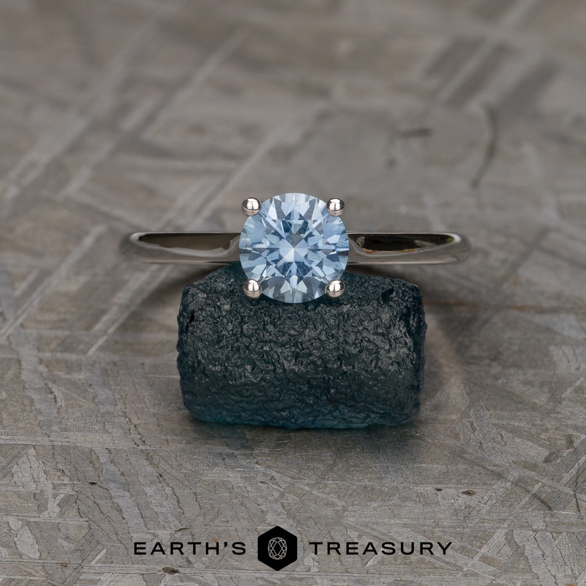 The "Cathedral" ring in 14k white gold with 1.17-Carat Montana Sapphire