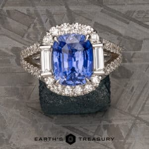 Vintage Halo Ring with 5.09-Carat Ceylon Sapphire