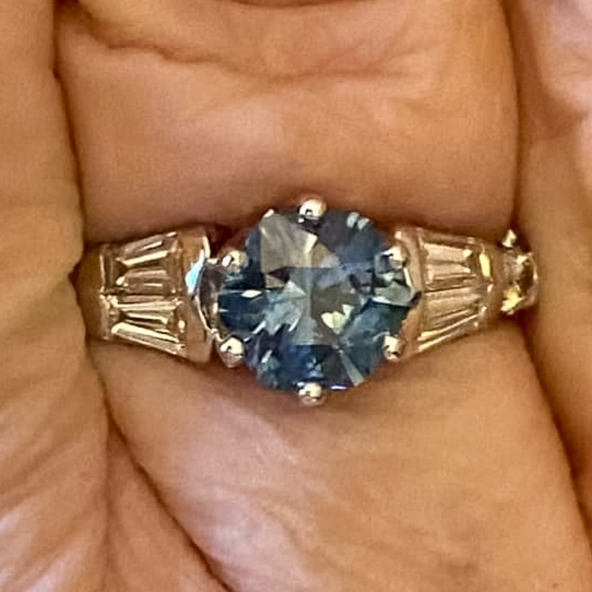 A ring not made by Earth's Treasury featuring a Montana sapphire