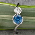 The Nerissa ring in platinum with 1.77-carat Montana sapphire and 4.6mm heirloom diamond
