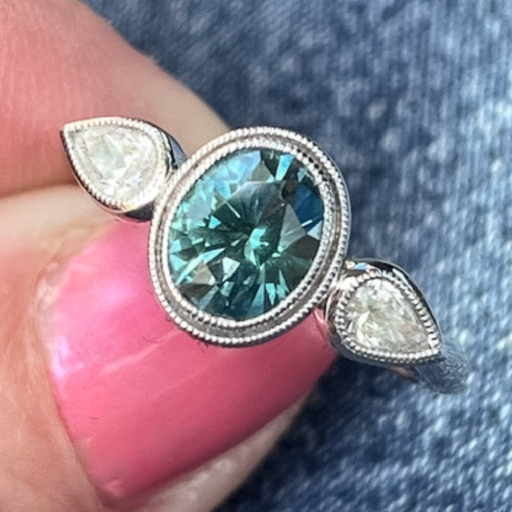 A ring not by Earth's Treasury featuring a 1.49-carat Montana sapphire