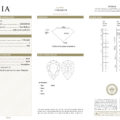 The JM1127W GIA report details a 1.36-carat pear-shaped diamond, color G, clarity VS2, with a proportions diagram and grading scales. Discover it paired with a Tsavorite Garnet for unmatched elegance.