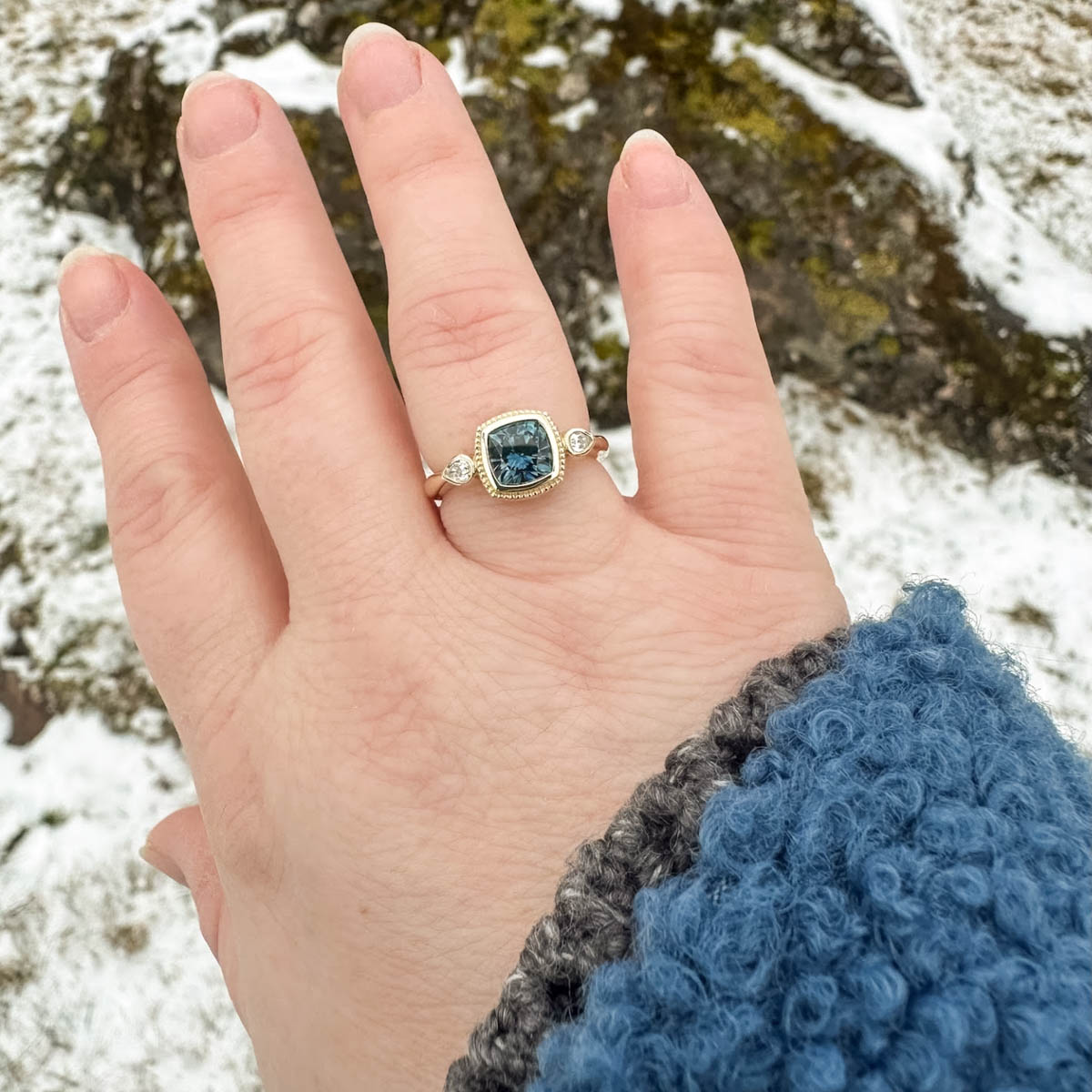 The "Sadie" ring in 14K yellow gold with 1.22-Carat Montana Sapphire