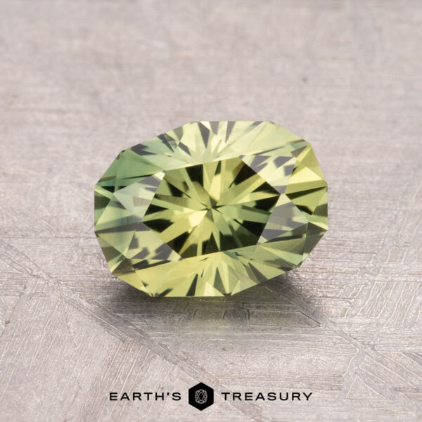 1.69-Carat Australian Sapphire (Heated) A faceted, oval-cut 1.69-carat Australian sapphire (heated) displayed on a textured surface, with the logo "Earth's Treasury" beneath it.