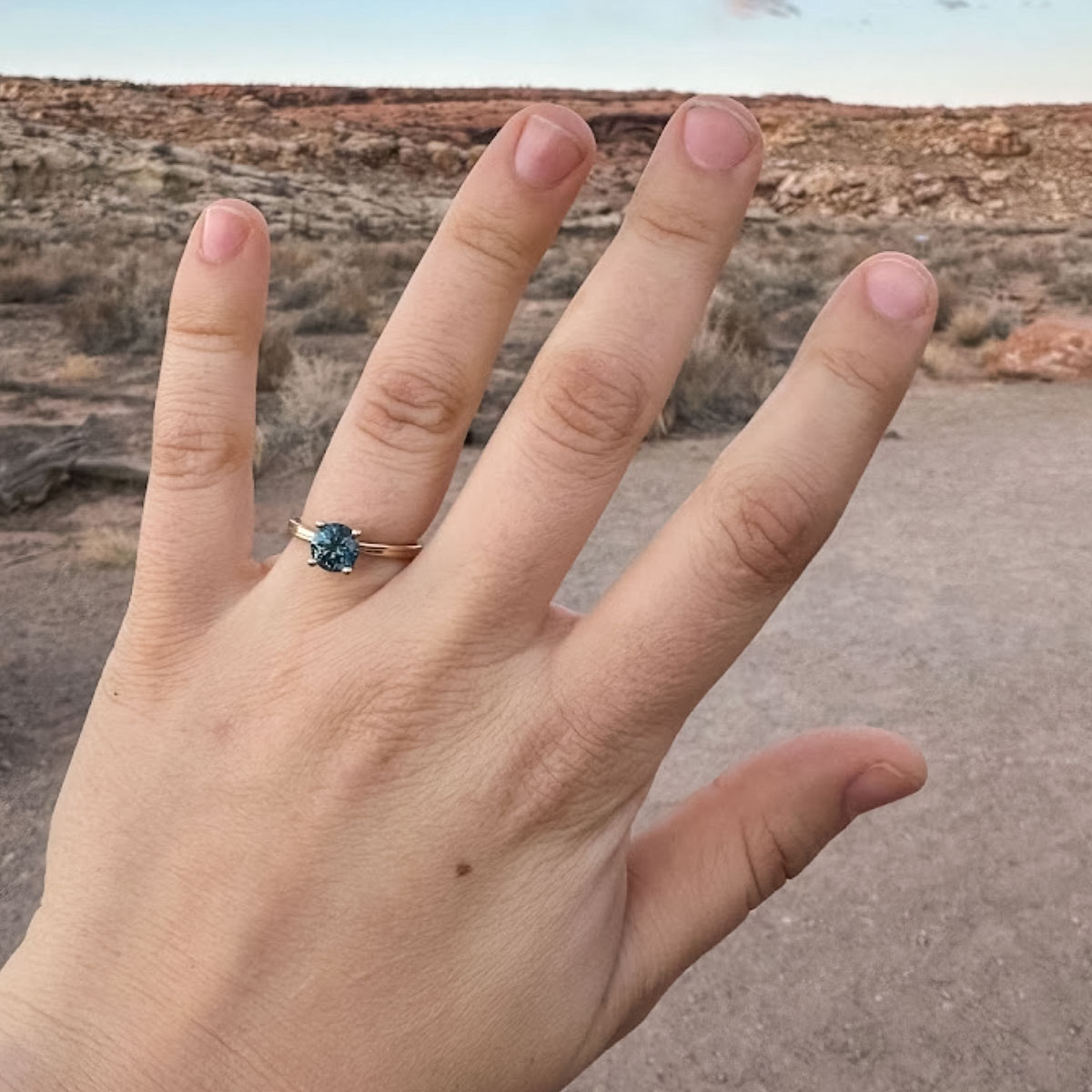 Custom ring in 14K yellow gold with 1.64-Carat Montana Sapphire