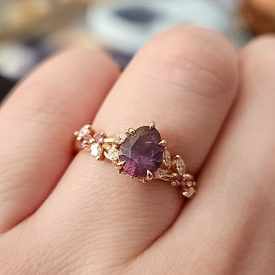 The "Posey" ring in 14k rose gold with 1.38-Carat Umba Sapphire