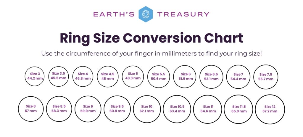 Ring size conversion chart for 4FF70E44-8961-4203-83B0-F252A7B8CBA3_1_201_a displays sizes 4 to 12.5 with corresponding finger circumferences from 44.2 mm to 67.2 mm—an essential tool for accurately finding your ring size.