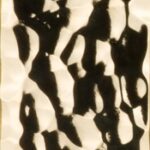 Hammer Polish features an abstract black and white pattern with irregular, organic shapes on a textured surface. Bold black forms stand out sharply against the light background for striking visual contrast.