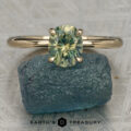 The Begonia Ring featuring a 1.17-Carat Yellow-Green Particolored Australian Sapphire set in 14K Yellow Gold