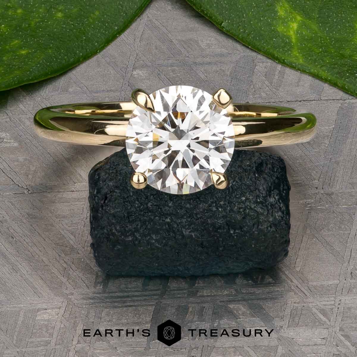 The "Stacked from 55 images. Method=B (R=10,S=7)" ring is displayed on a black stone with green leaves in the background and the "Earth's Treasury" logo at the bottom.