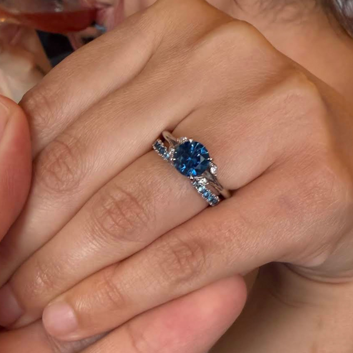The "Hazel" ring in platinum with 1.63-carat Montana sapphire