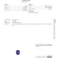 The JV1605T GIA Report details a 1.84-carat cushion-shaped, bluish violet natural sapphire from Sri Lanka, unheated, and includes an image of the gemstone.