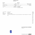 The JV1618TG GIA Report details a cushion-shaped natural blue sapphire from Sri Lanka, 2.92 carats, unheated, and includes an approximate image of the stone.