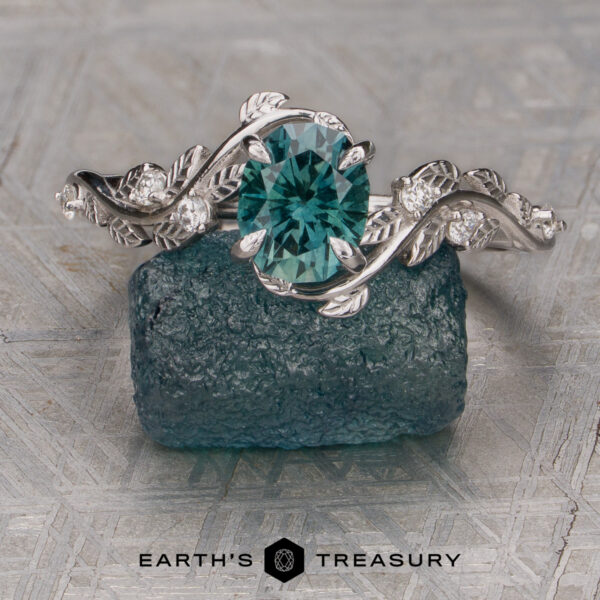The Aralia Ring featuring a 1.27-Carat Spruce Green Montana Sapphire in 14K White Gold Aralia featuring a 1.27-Carat Spruce Green Montana Sapphire in 14k white