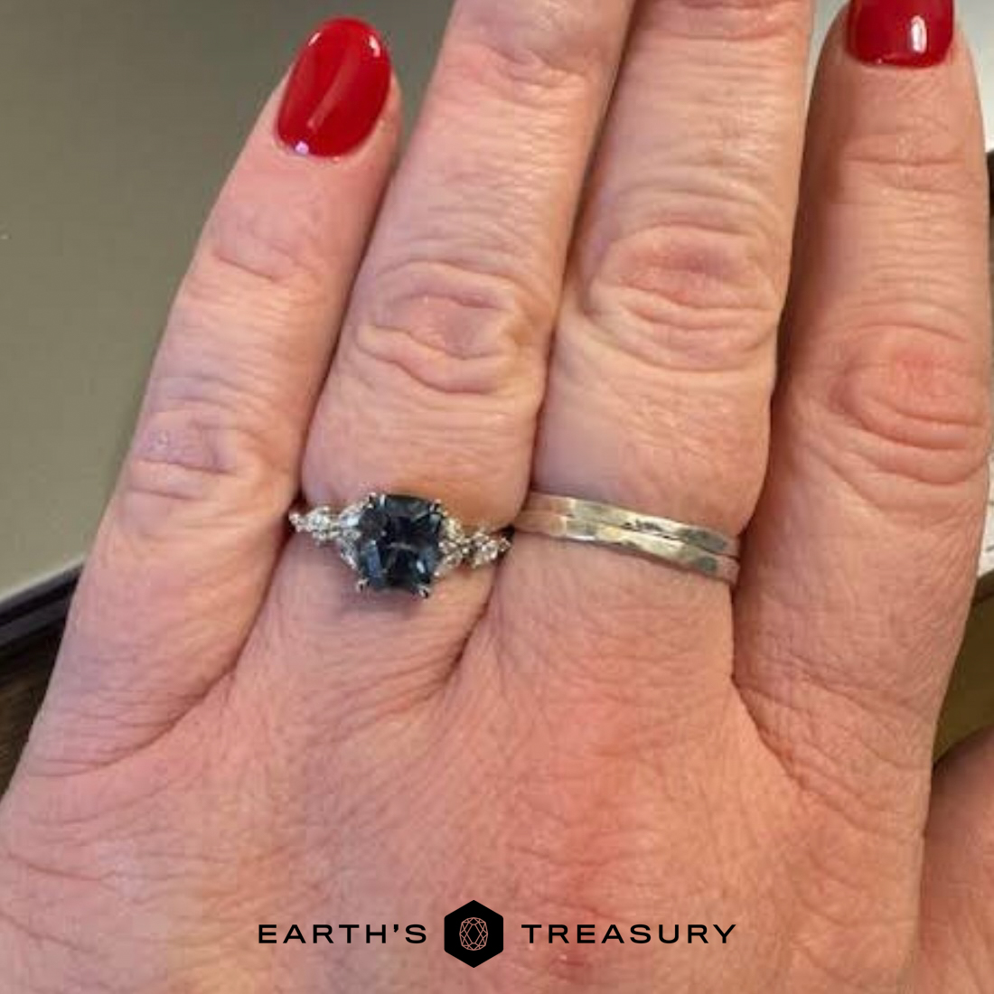 Custom "Holly" ring in platinum with 2.11-carat Montana sapphire