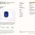 JV-001-749K-G GIA Report for a natural corundum sapphire, 7.02 ct, violetish blue, from Sri Lanka, includes weight, measurements, color, clarity, and transparency details.