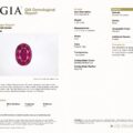 GIA report for product JV-001-721K-G, a natural ruby from Vietnam, featuring an oval brilliant-cut stone with detailed specs and origin info on a white background.