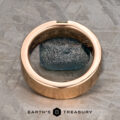 A circular gold bracelet encircles a rough blue gemstone, reminiscent of a Classic Sapphire Ring, displayed on a textured gray surface with the Earth's Treasury logo and labeled "Stacked from 55 images. Method=B (R=1,S=3)".