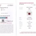 An identification report for product RV1160 - JM-001-347C-X: a 1.16 ct natural ruby from Burma, includes gemstone image, origin, color, cut details, and laboratory signatures.