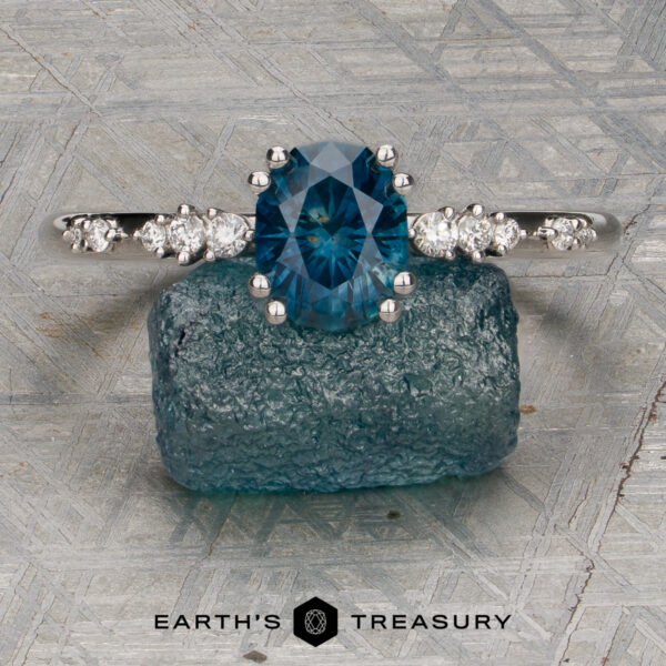 The “Blythe” Diamond-Accented Solitaire with 1.53-Carat Teal Blue Montana Sapphire (Heated) The “Blythe” Diamond-Accented Solitaire with 1.53-Carat Teal Blue Montana Sapphire (Heated)