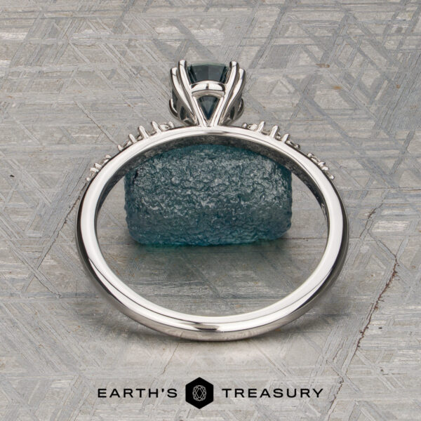The “Blythe” Diamond-Accented Solitaire with 1.53-Carat Teal Blue Montana Sapphire (Heated) The “Blythe” Diamond-Accented Solitaire with 1.53-Carat Teal Blue Montana Sapphire (Heated)