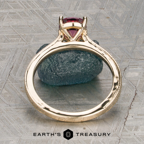 The Milgrain “Cathedral” Solitaire with 1.42-Carat Fuchsia Pink Mahenge Garnet The Milgrain “Cathedral” Solitaire with 1.42-Carat Fuchsia Pink Mahenge Garnet