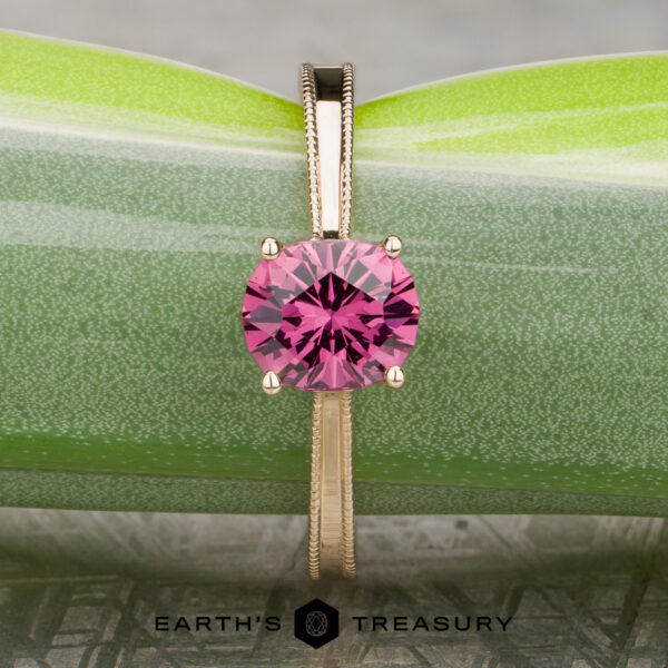 The Milgrain “Cathedral” Solitaire with 1.42-Carat Fuchsia Pink Mahenge Garnet The Milgrain “Cathedral” Solitaire with 1.42-Carat Fuchsia Pink Mahenge Garnet