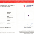 A gemstone report for product RV2072C JM-001-426C-X details a 2.07 ct natural, heated ruby from Mozambique, including its dimensions, color, shape, and a photograph of the round red gem. This captivating ruby embodies the vivid beauty characteristic of outstanding 1.71-carat Mozambique stones.